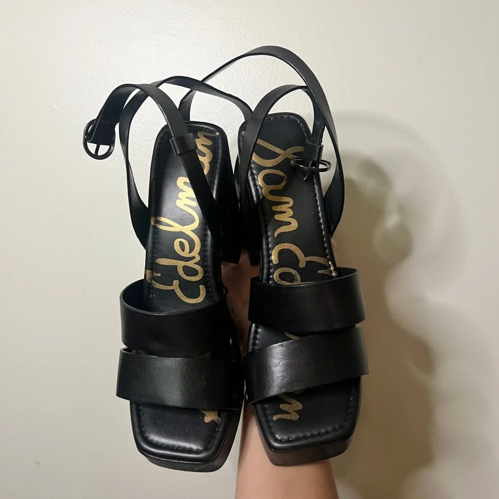 Sam Edelman Black Leather Platform Sandals